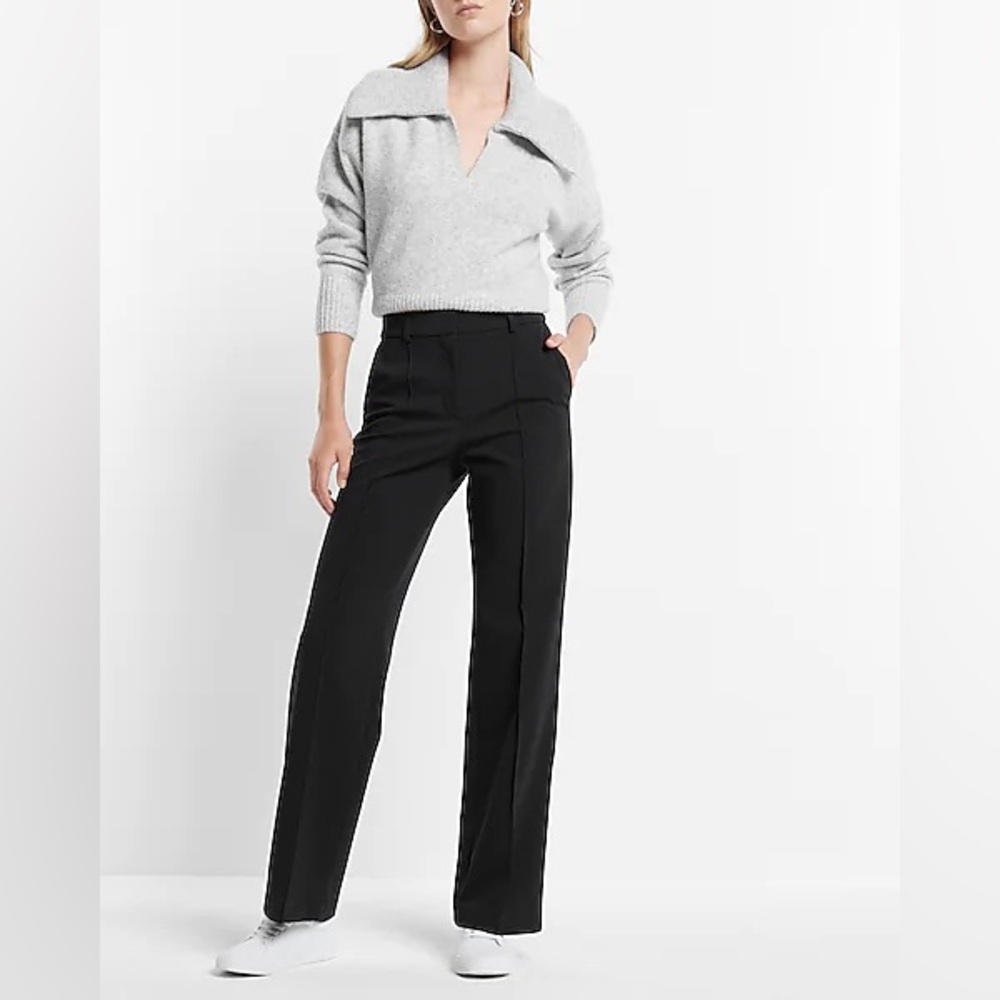 Express Conscious Edit High Waisted Pintuck Straight Leg Trouser Pant Size 10